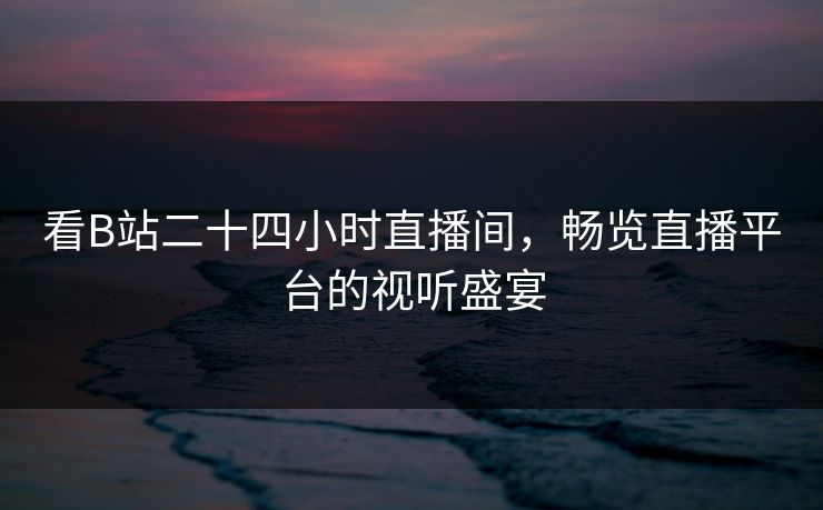 看B站二十四小时直播间，畅览直播平台的视听盛宴