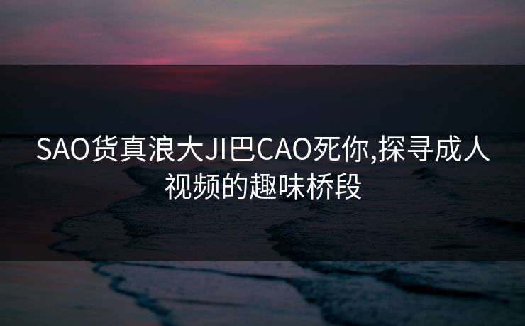 SAO货真浪大JI巴CAO死你,探寻成人视频的趣味桥段